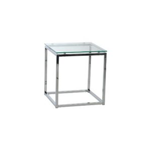 End Table - Square Glass and Chrome